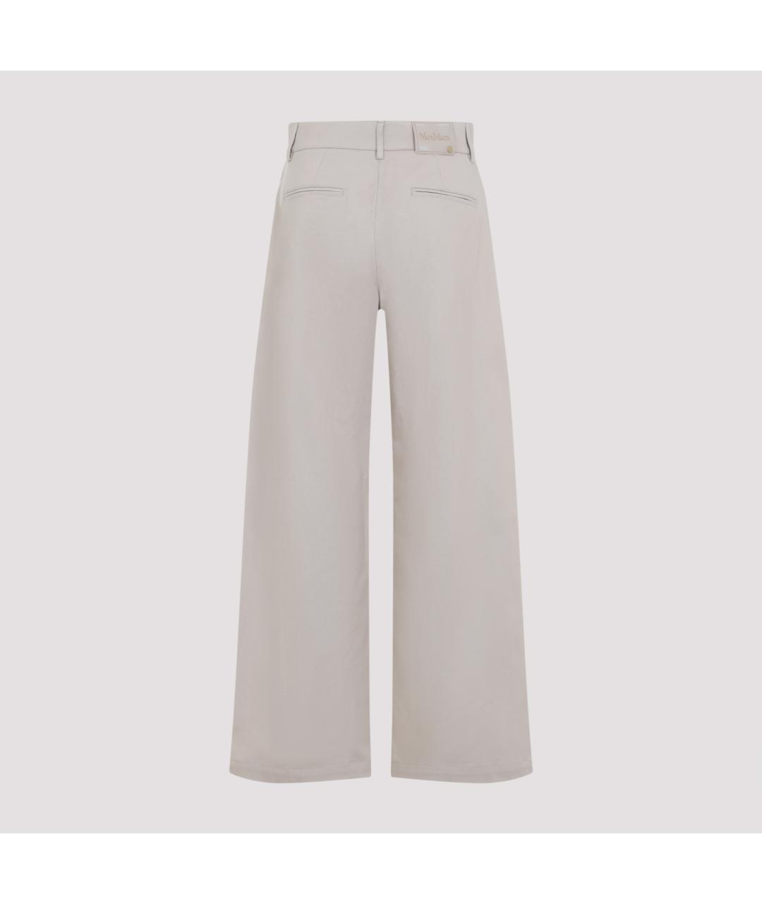 MAX MARA Серые хлопковые прямые брюки, фото 3