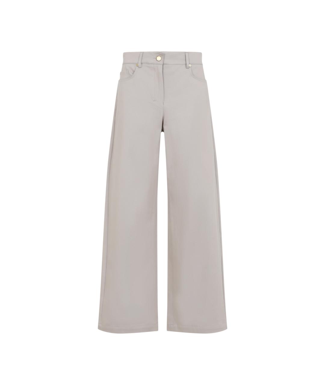 MAX MARA Серые хлопковые прямые брюки, фото 1