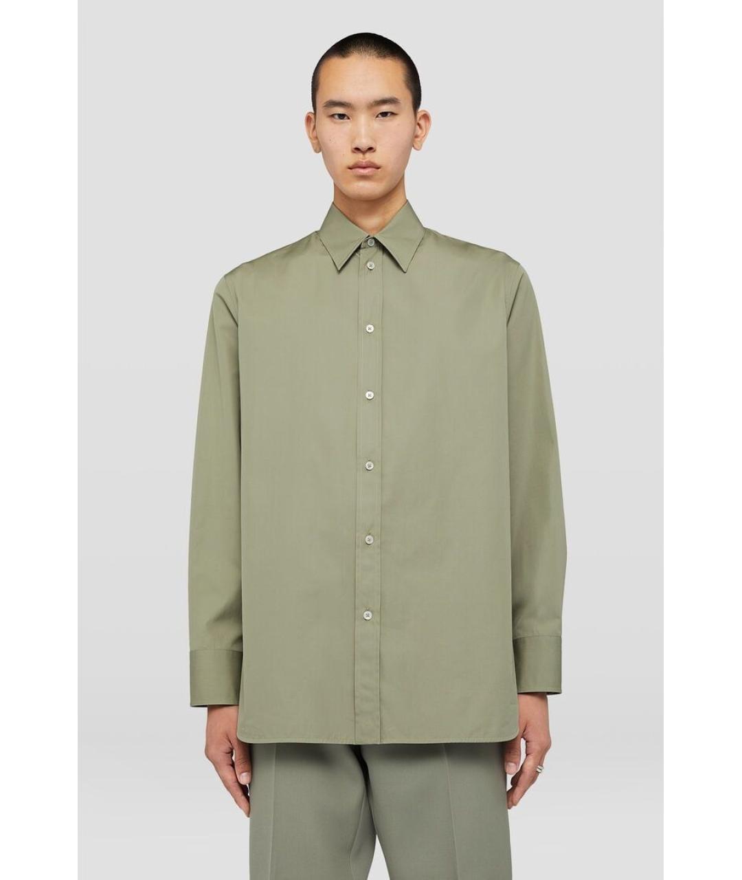 JIL SANDER Зеленая хлопковая кэжуал рубашка, фото 2