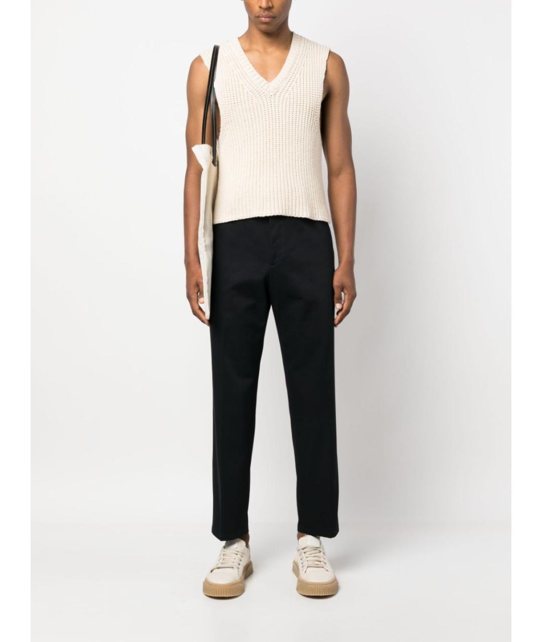 JIL SANDER Черные хлопковые прямые брюки, фото 2