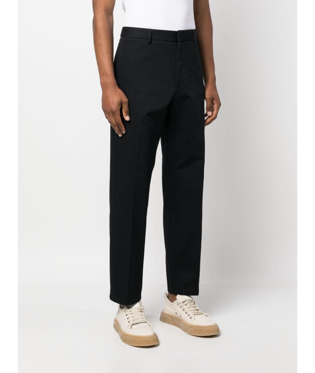 JIL SANDER Черные хлопковые прямые брюки, фото 3