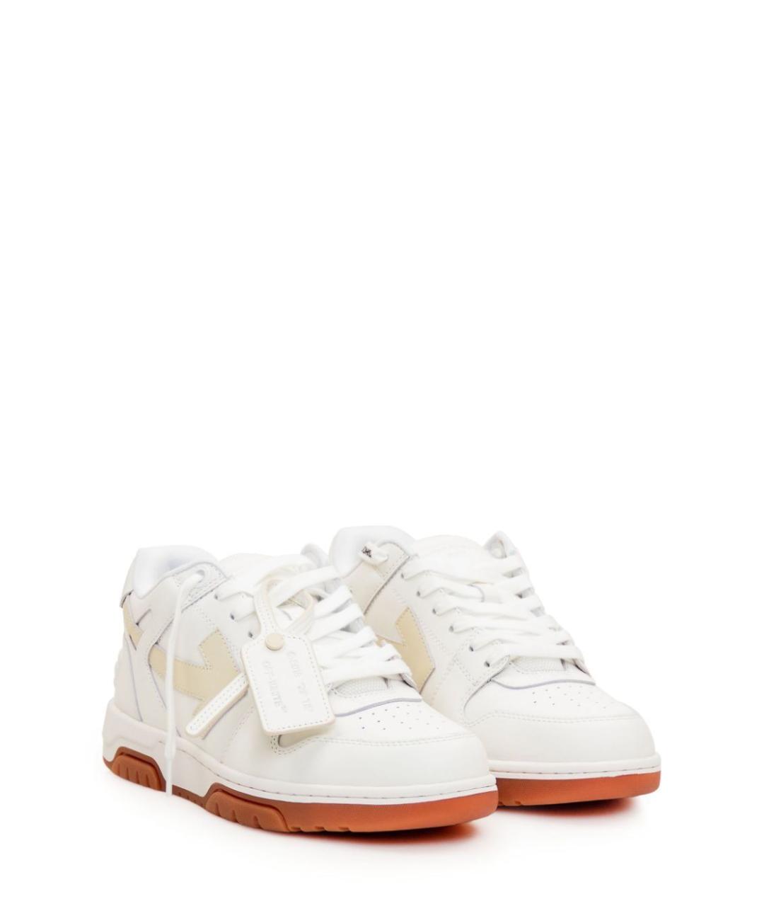 OFF-WHITE Белые кожаные низкие кроссовки / кеды, фото 2
