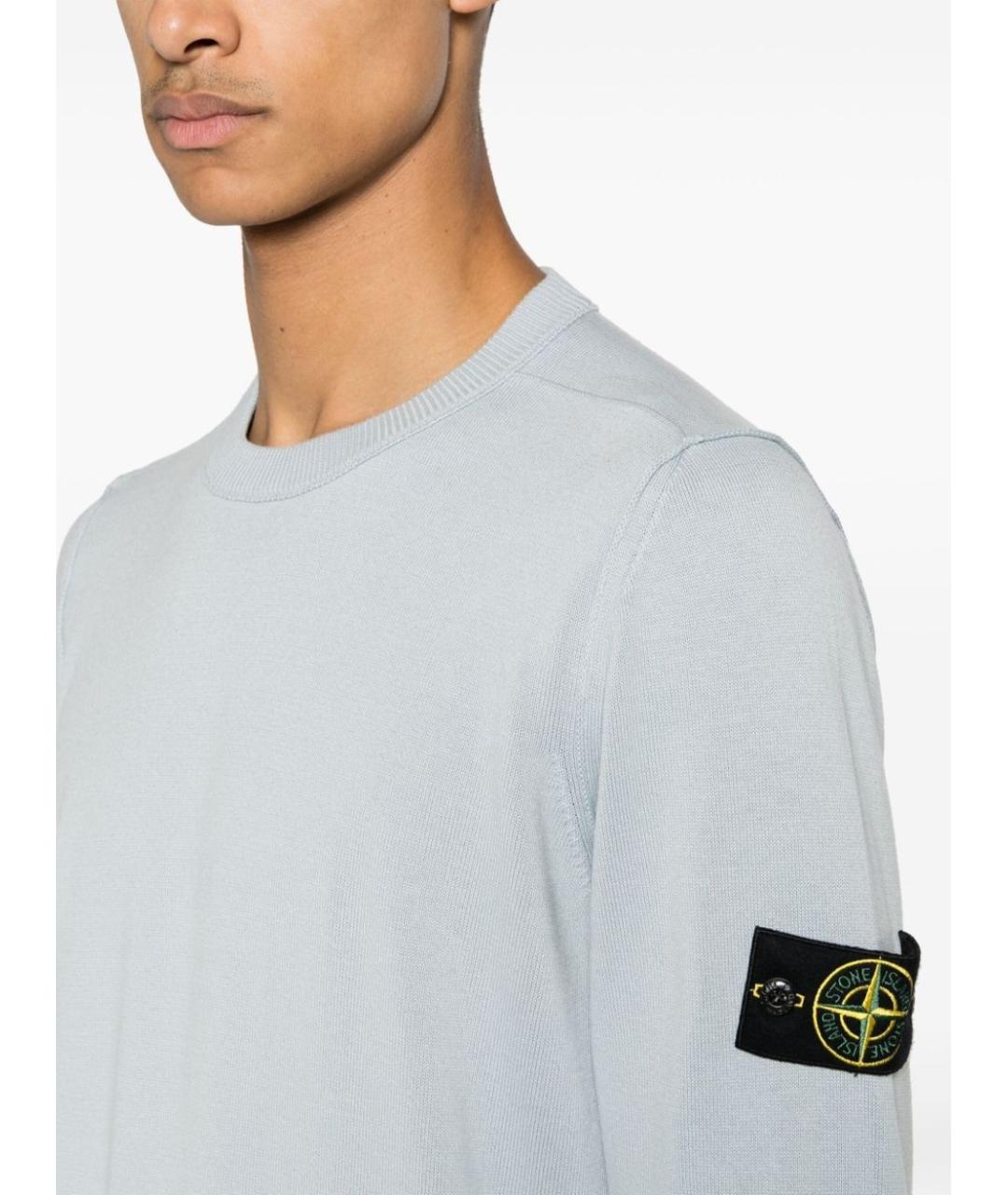 STONE ISLAND Голубой хлопковый джемпер / свитер, фото 4