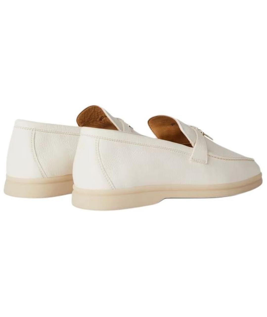 LORO PIANA Белые кожаные лоферы, фото 4