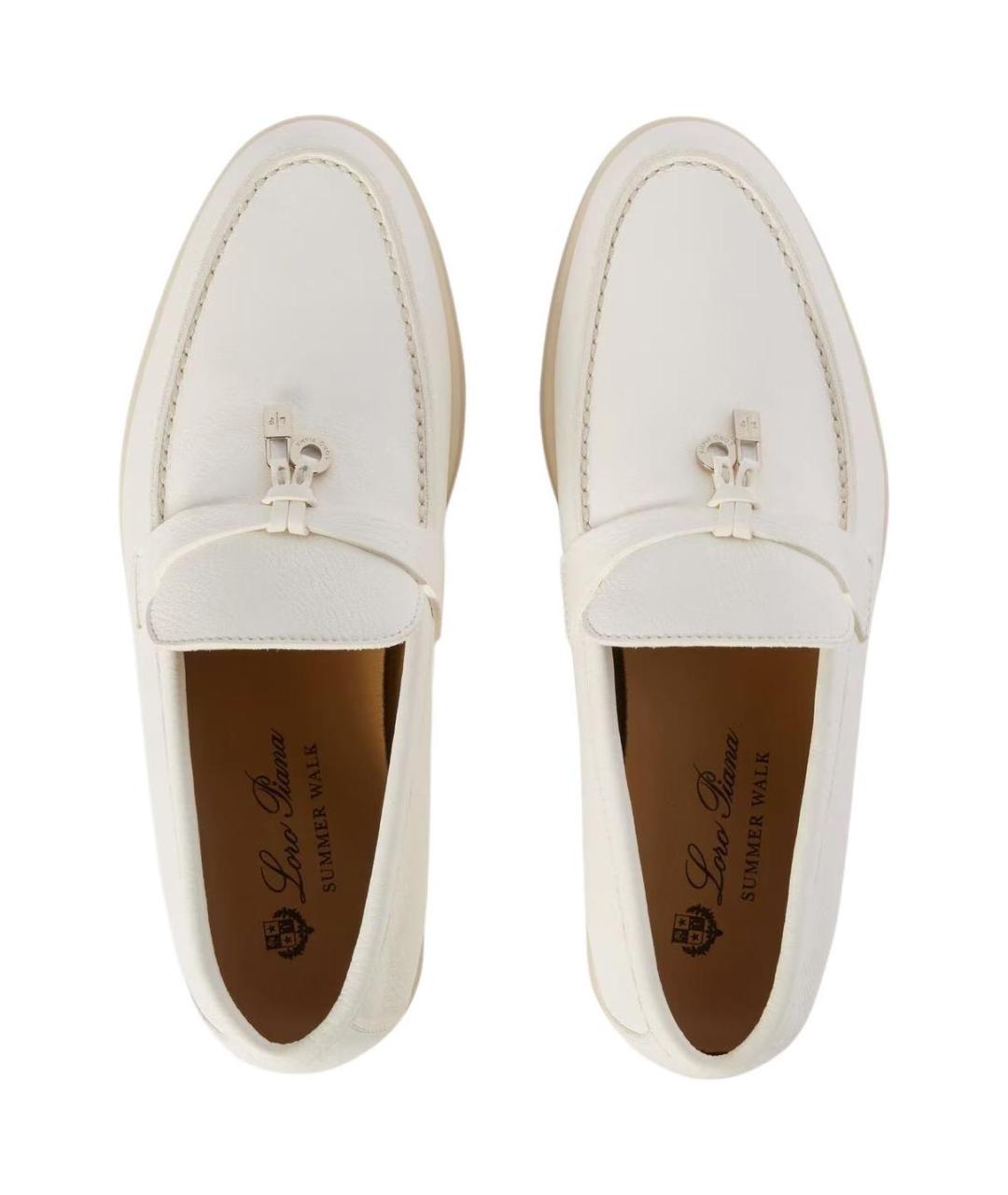 LORO PIANA Белые кожаные лоферы, фото 5