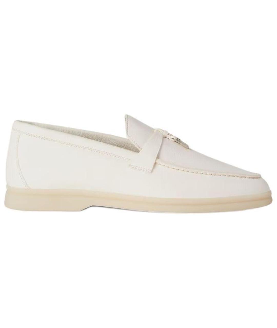 LORO PIANA Белые кожаные лоферы, фото 1