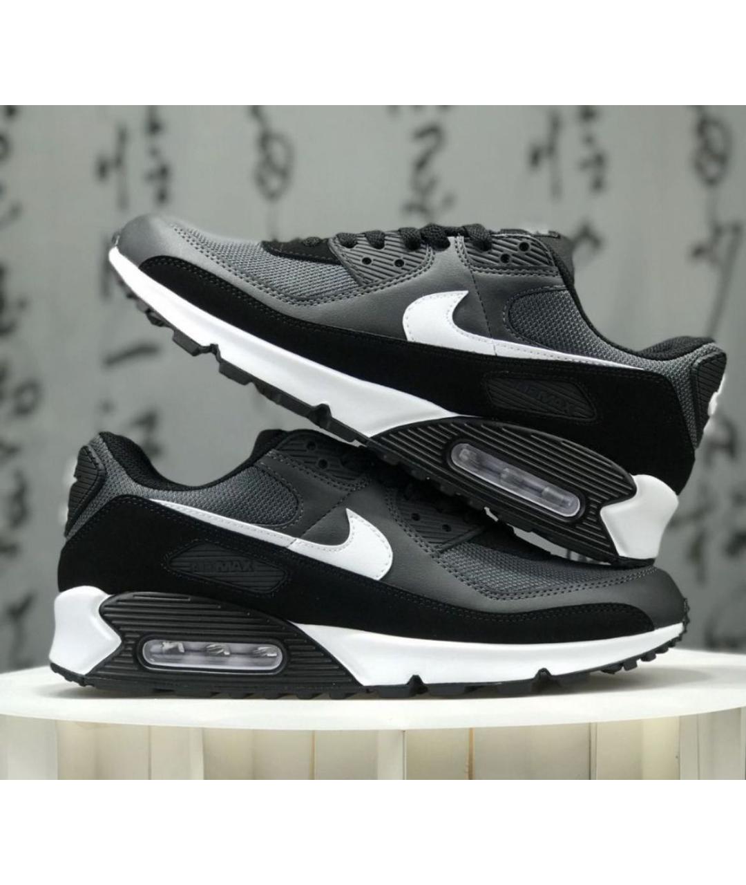 NIKE Черные кожаные низкие кроссовки / кеды, фото 6