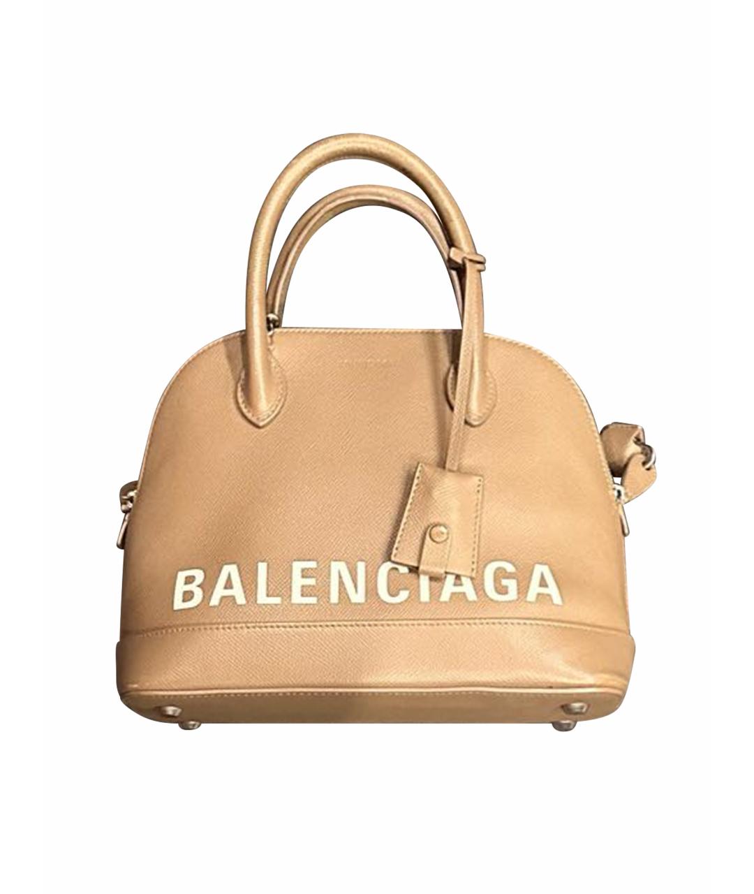 BALENCIAGA Коричневая кожаная сумка с короткими ручками, фото 1