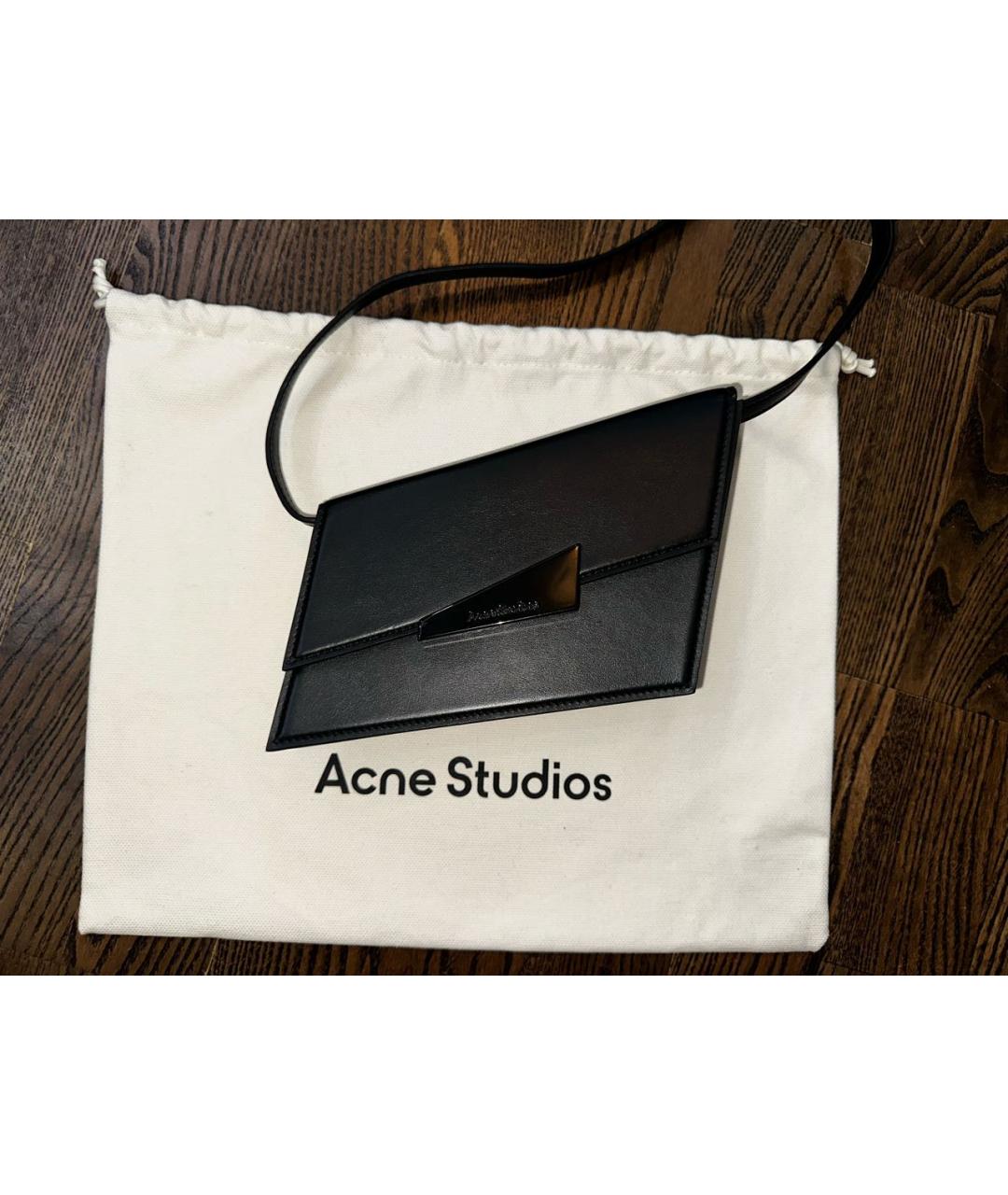 ACNE STUDIOS Черная кожаная сумка через плечо, фото 6