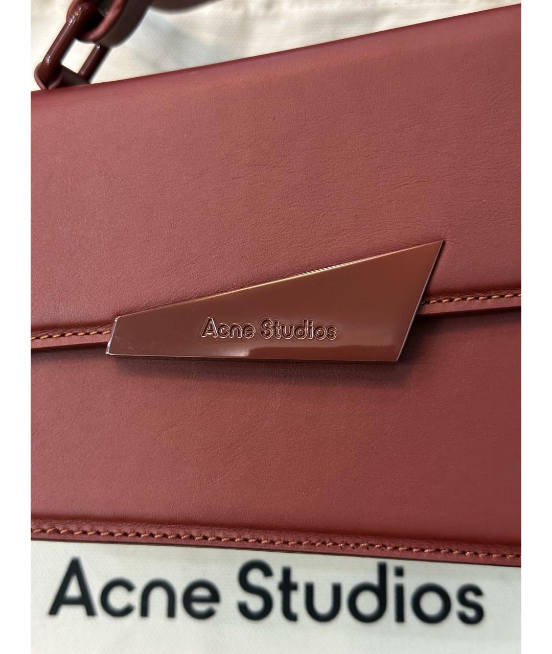 ACNE STUDIOS Бордовая кожаная сумка через плечо, фото 6