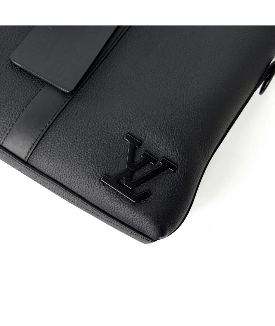 LOUIS VUITTON Черный кожаный портфель, фото 8