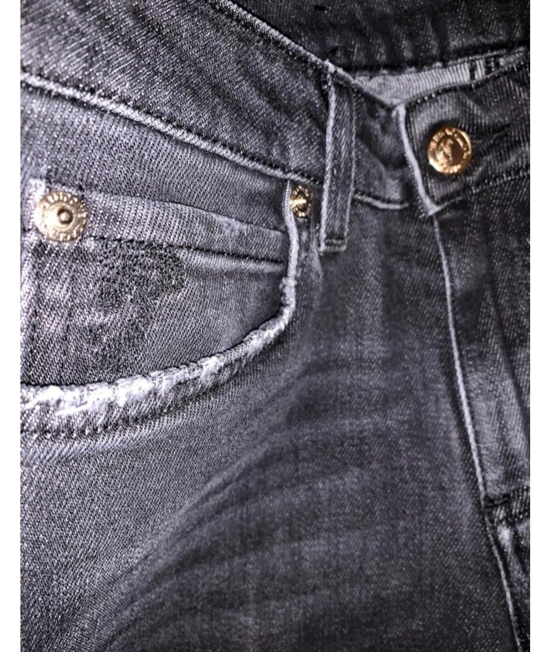 VERSACE COLLECTION Антрацитовые хлопко-полиэстеровые джинсы слим, фото 5