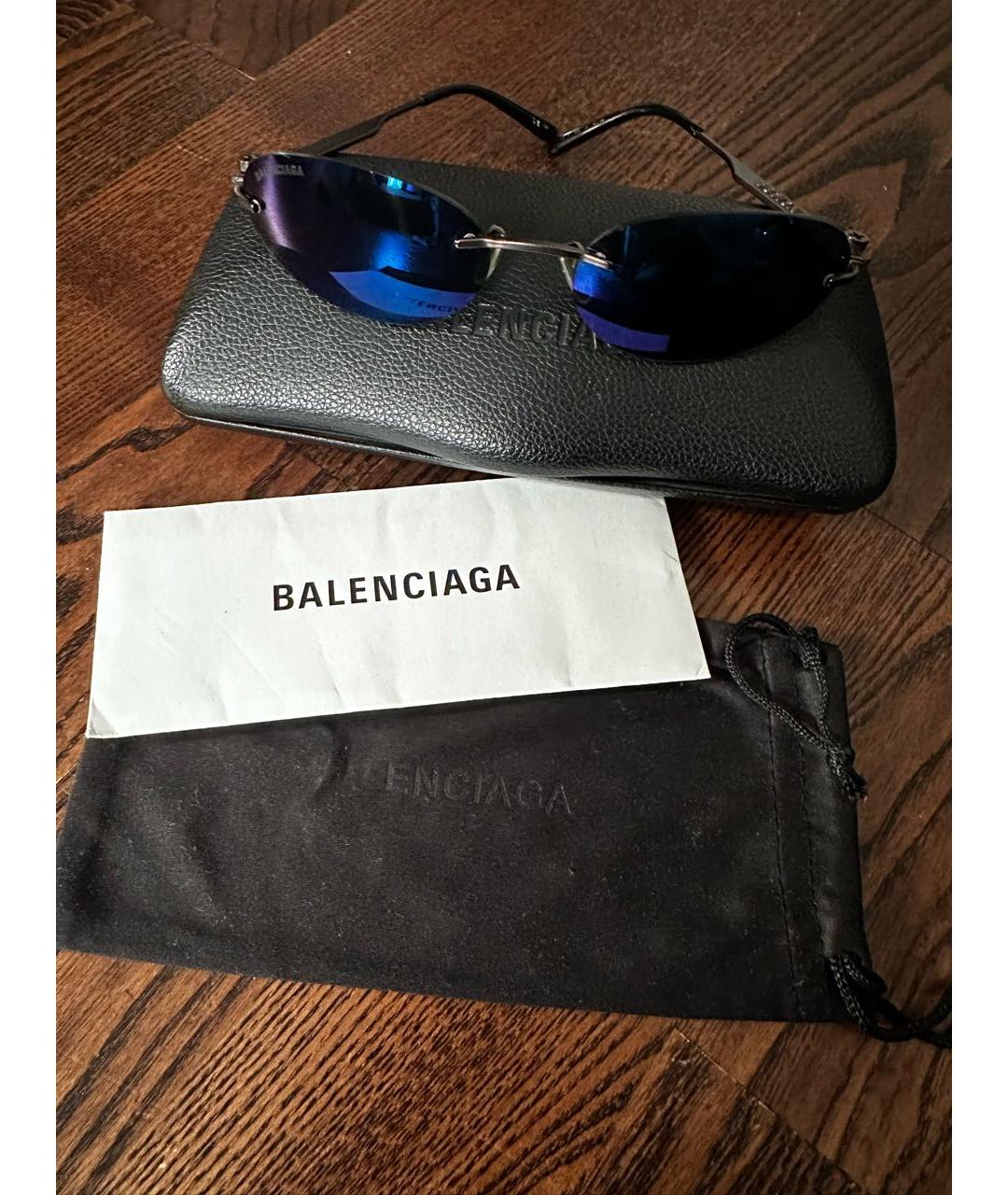 BALENCIAGA Темно-синие металлические солнцезащитные очки, фото 2