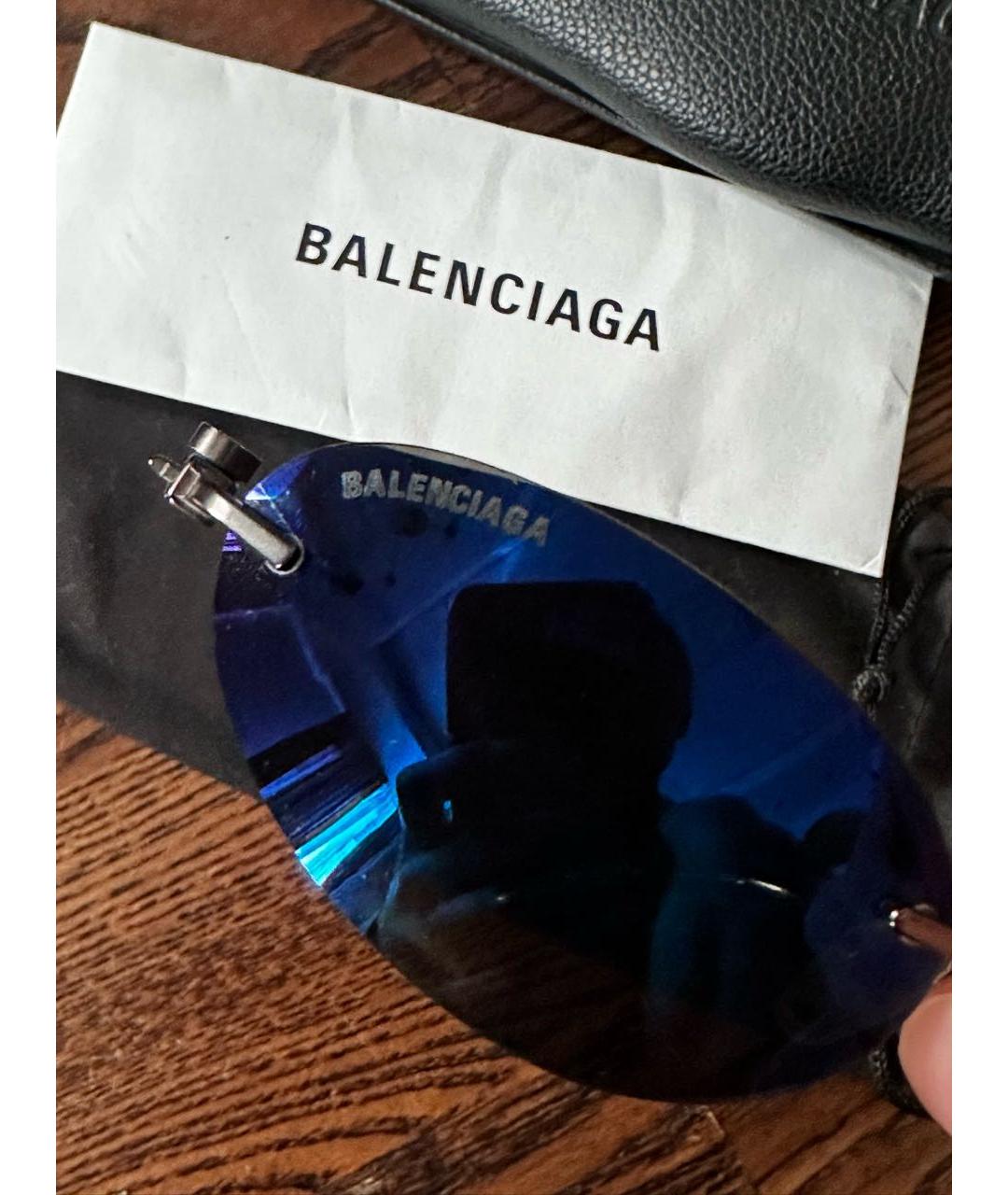 BALENCIAGA Темно-синие металлические солнцезащитные очки, фото 5