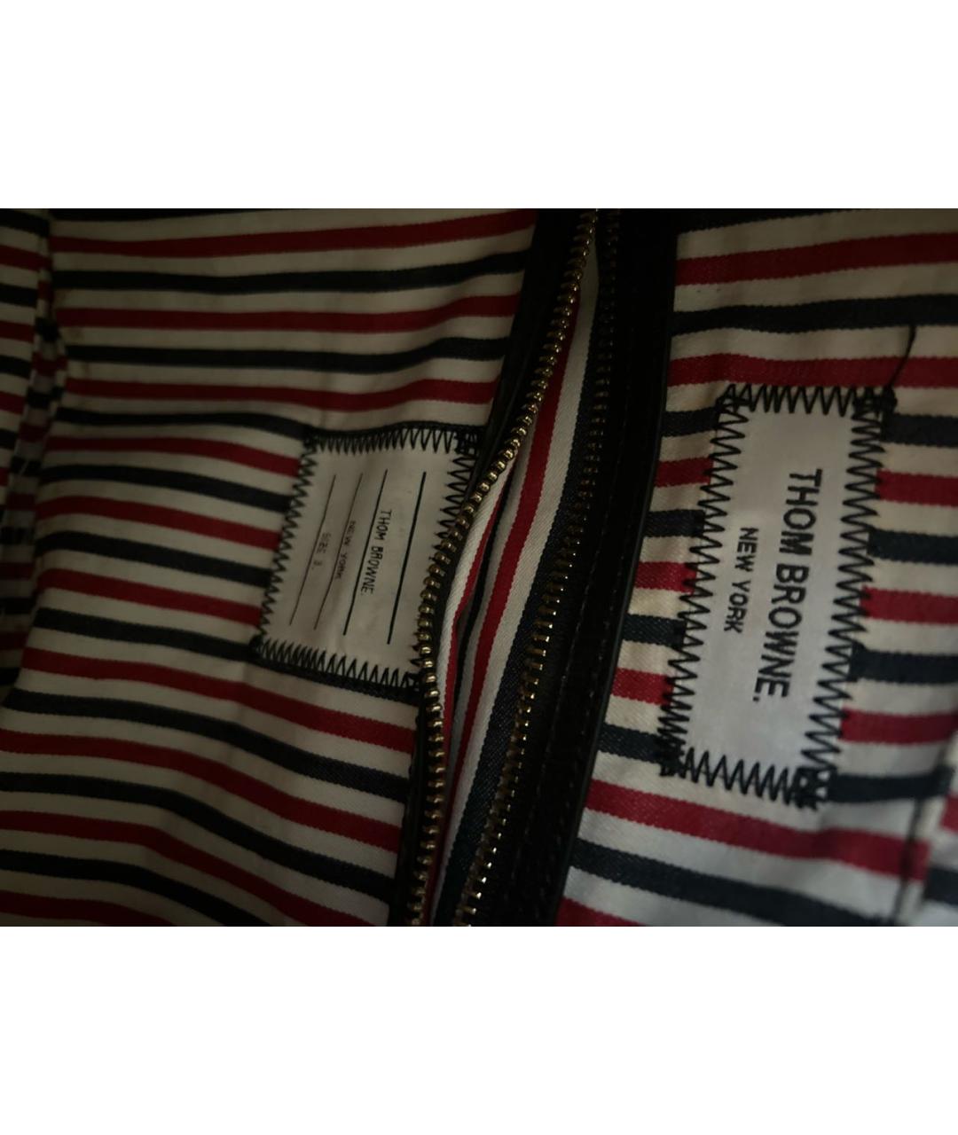 THOM BROWNE Черная кожаная дорожная/спортивная сумка, фото 5