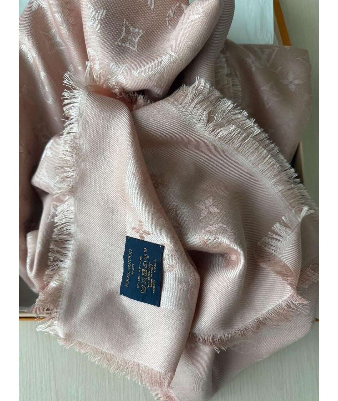 LOUIS VUITTON Розовый шерстяной платок, фото 2