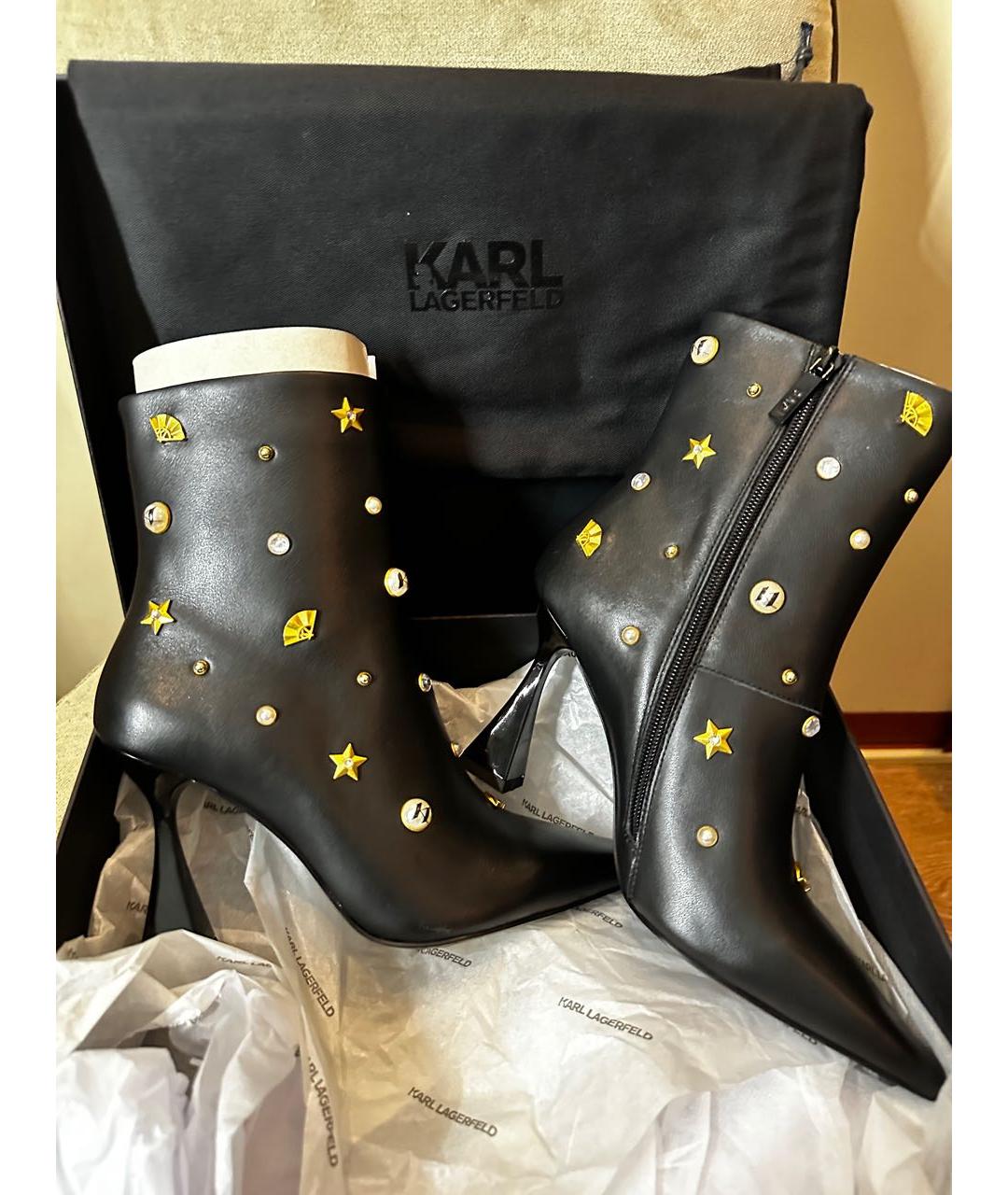 KARL LAGERFELD Черные кожаные ботильоны, фото 6