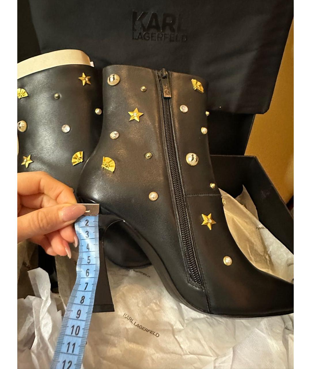 KARL LAGERFELD Черные кожаные ботильоны, фото 5