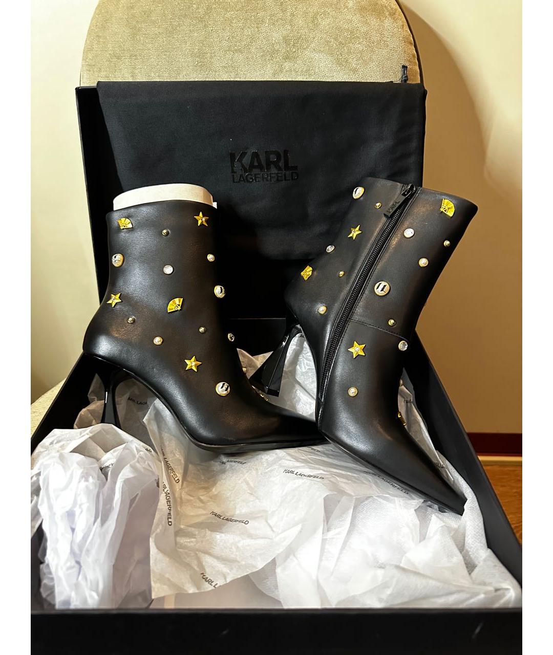 KARL LAGERFELD Черные кожаные ботильоны, фото 7