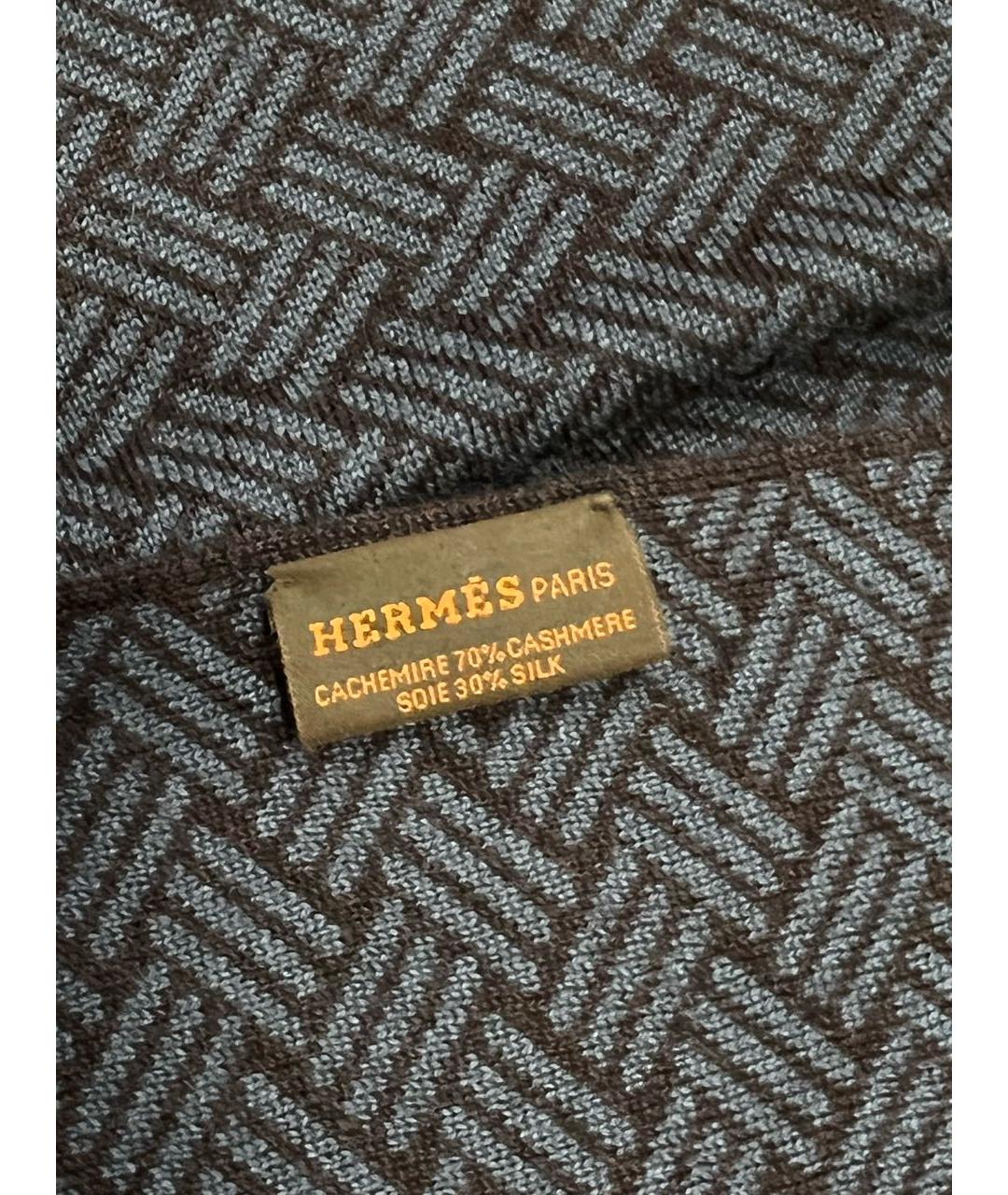 HERMES Темно-синий кашемировый шарф, фото 3