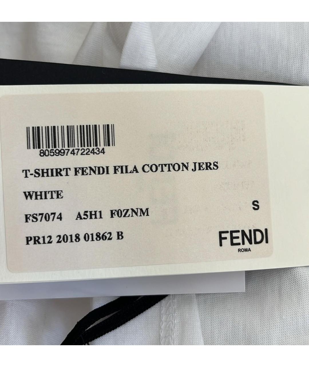 FENDI Белая хлопковая футболка, фото 7