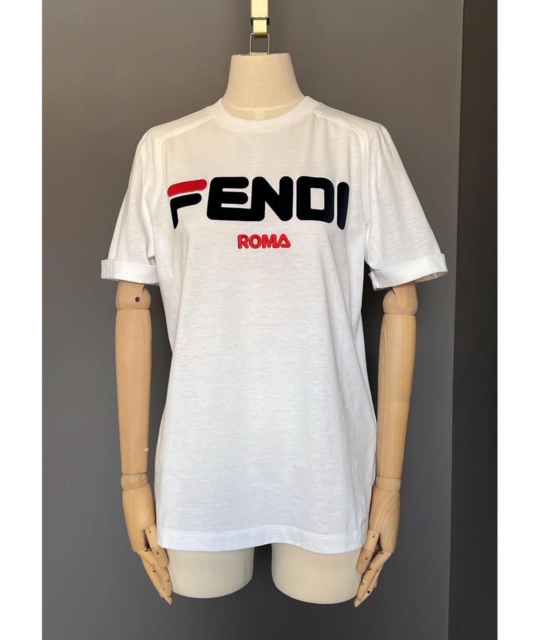 FENDI Белая хлопковая футболка, фото 9