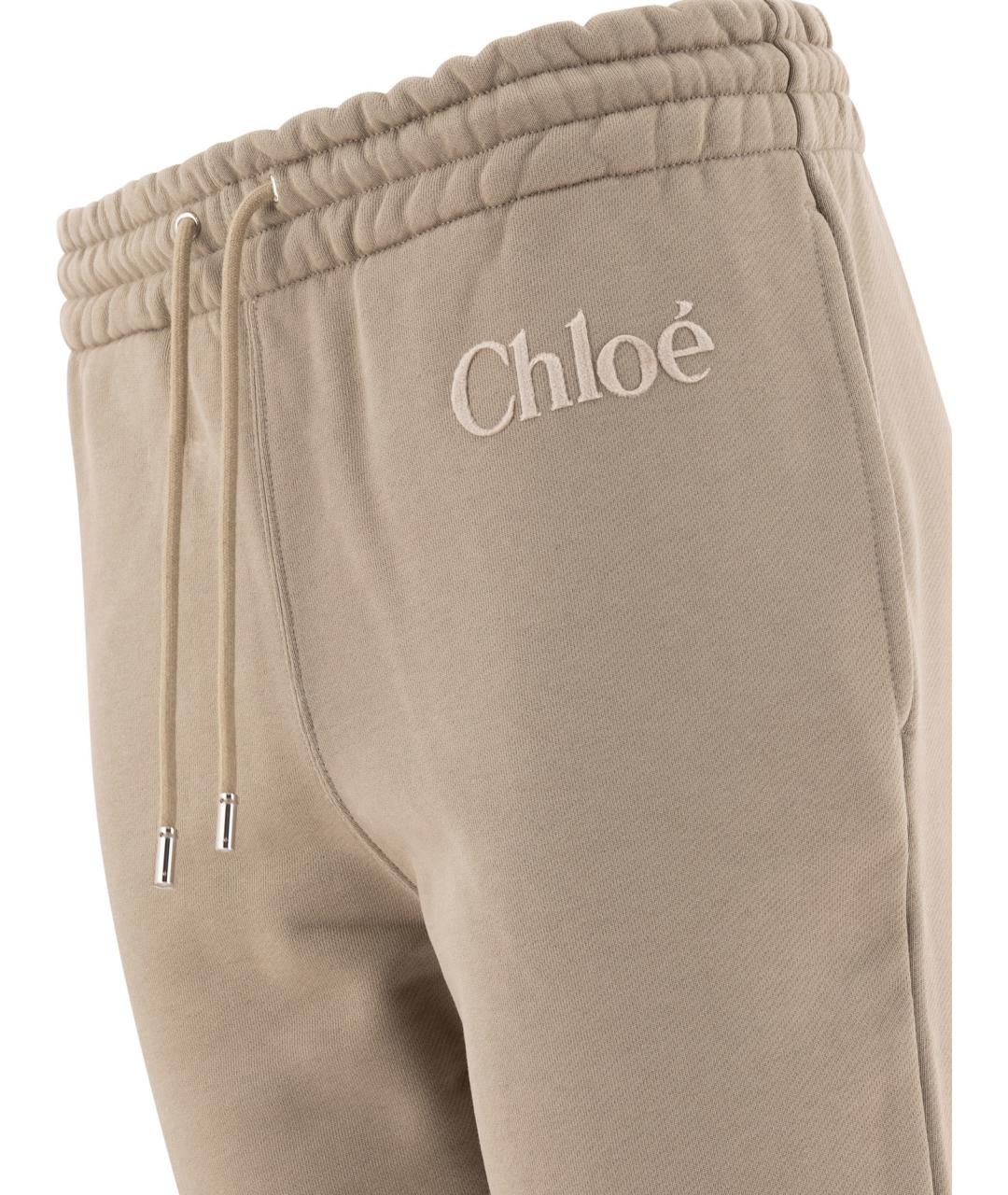 CHLOE Бежевые хлопковые спортивные брюки и шорты, фото 4