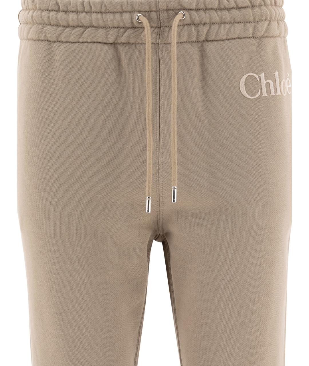 CHLOE Бежевые хлопковые спортивные брюки и шорты, фото 3