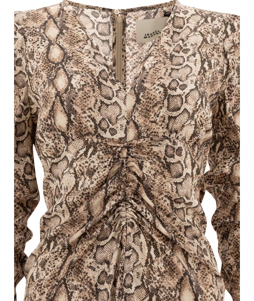 ISABEL MARANT Бежевое шелковое повседневное платье, фото 3