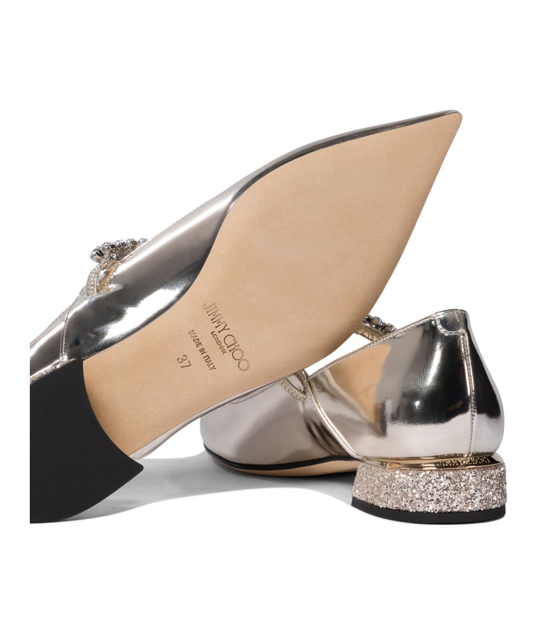 JIMMY CHOO Серебряные кожаные туфли, фото 5