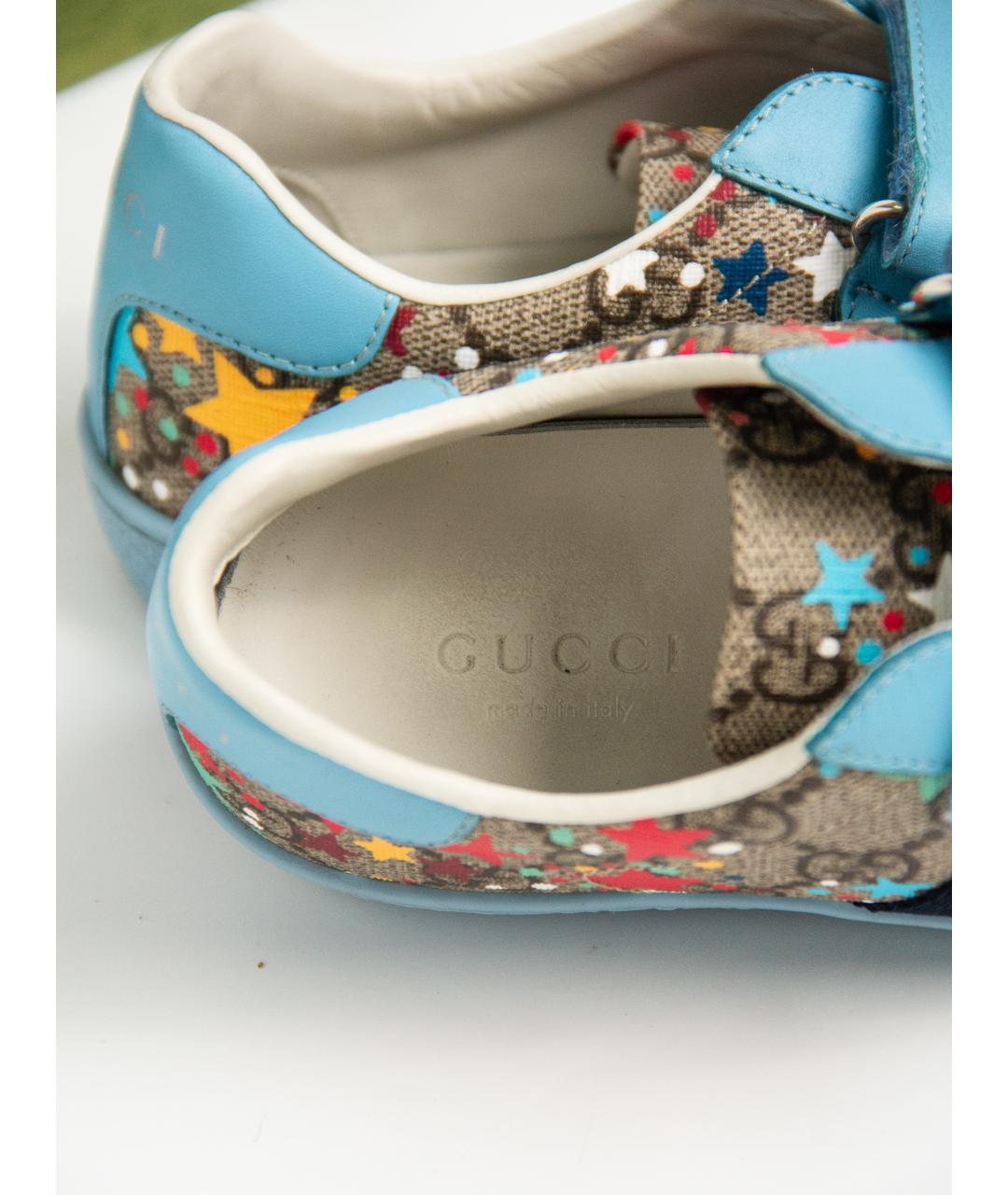 GUCCI Голубые кожаные кеды, фото 3