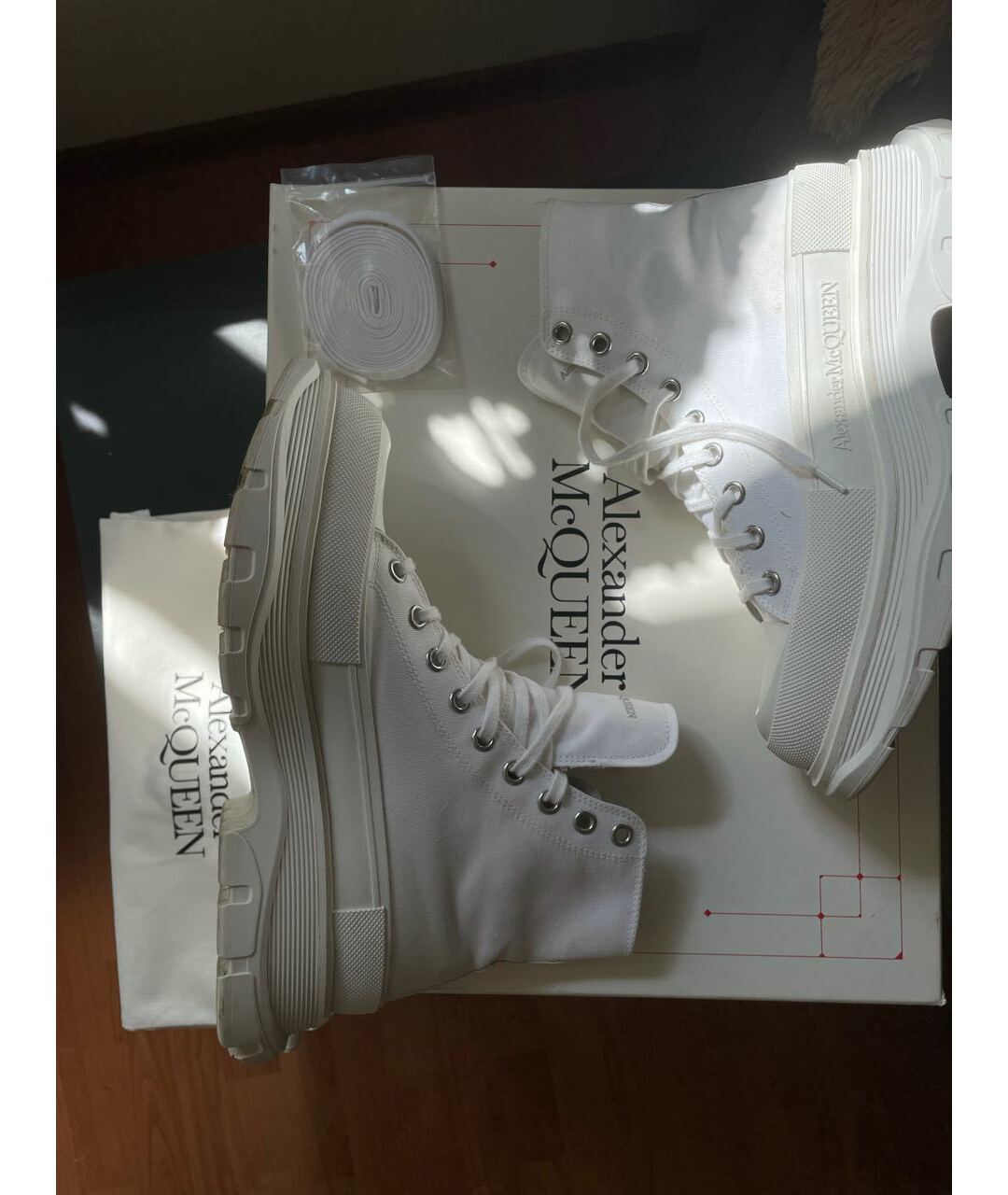 ALEXANDER MCQUEEN Белые текстильные высокие кроссовки / кеды, фото 4