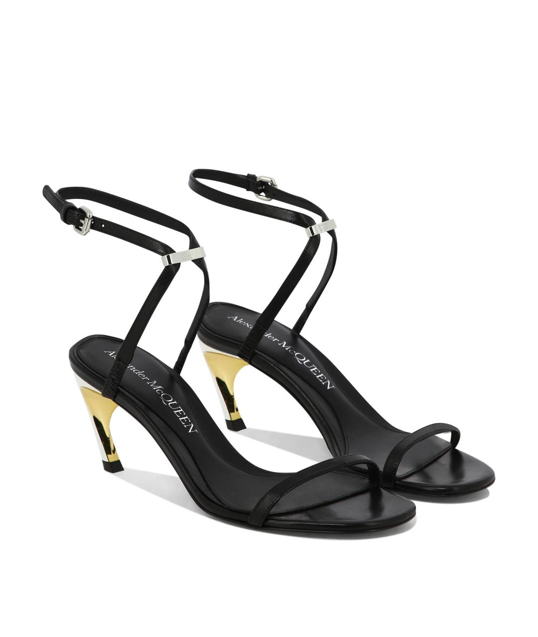 ALEXANDER MCQUEEN Черные кожаные босоножки, фото 2