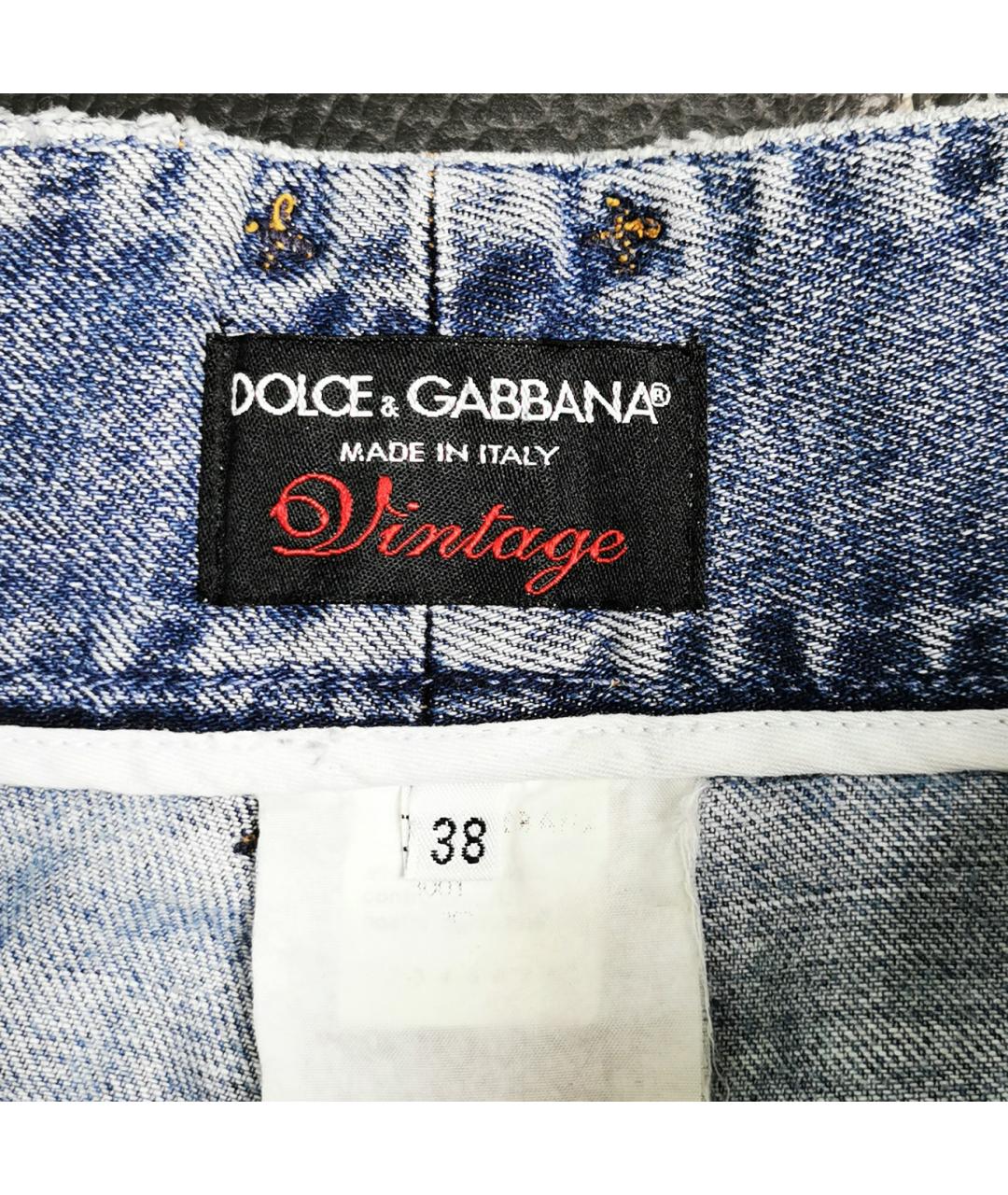 DOLCE&GABBANA Голубые хлопковые джинсы слим, фото 3