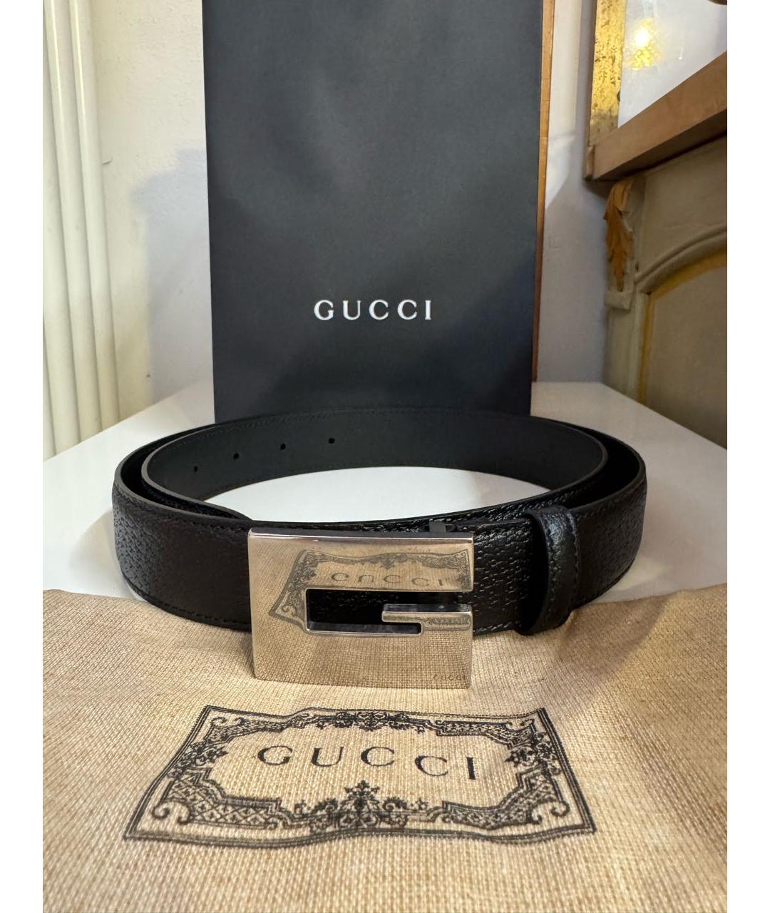 GUCCI Черный кожаный ремень, фото 2