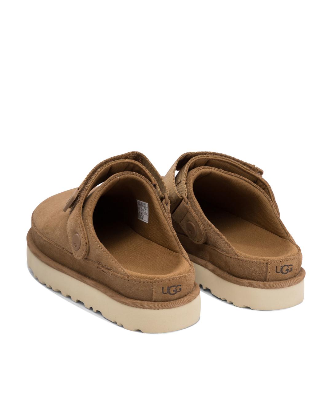 UGG AUSTRALIA Бежевые кожаные сабо, фото 4