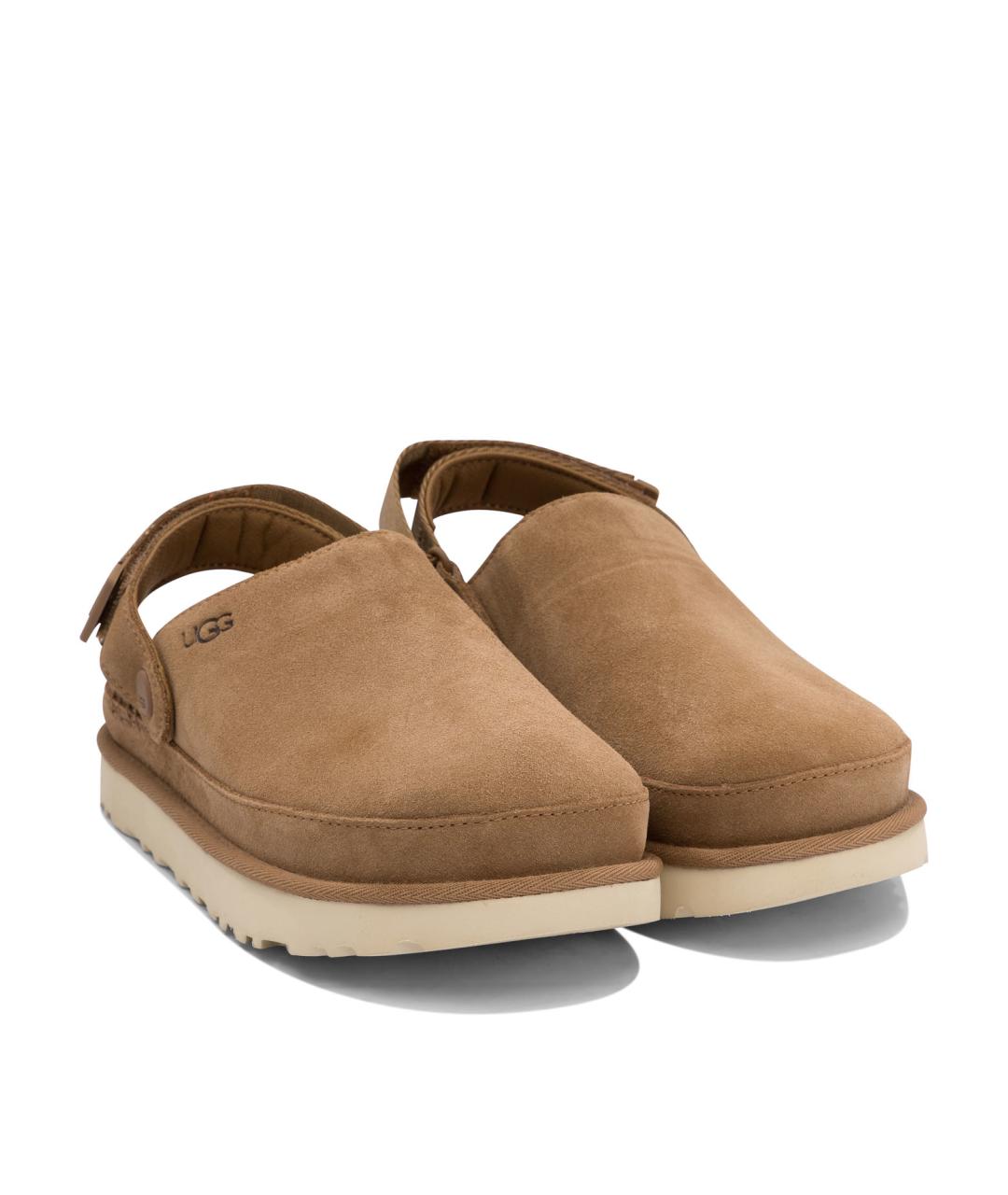 UGG AUSTRALIA Бежевые кожаные сабо, фото 2