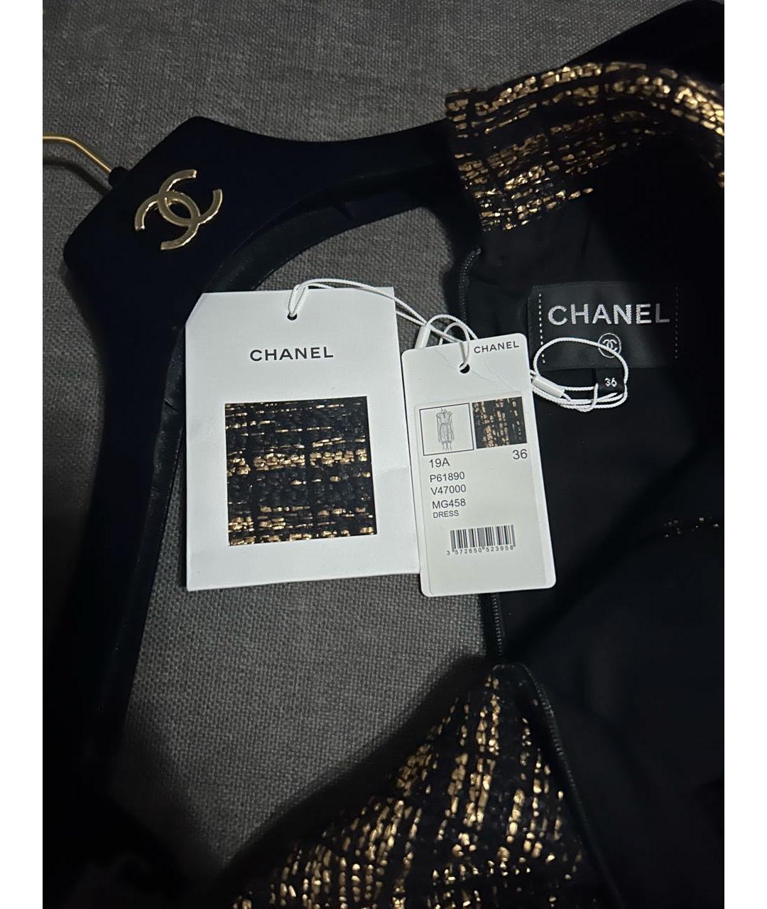 CHANEL Черное твидовое повседневное платье, фото 3