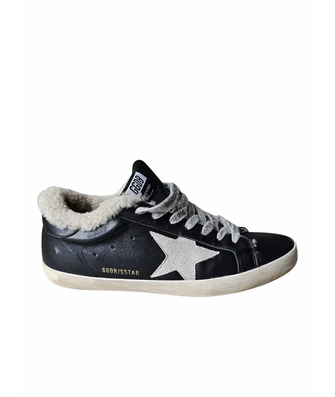 GOLDEN GOOSE DELUXE BRAND Черные кожаные низкие кроссовки / кеды, фото 1