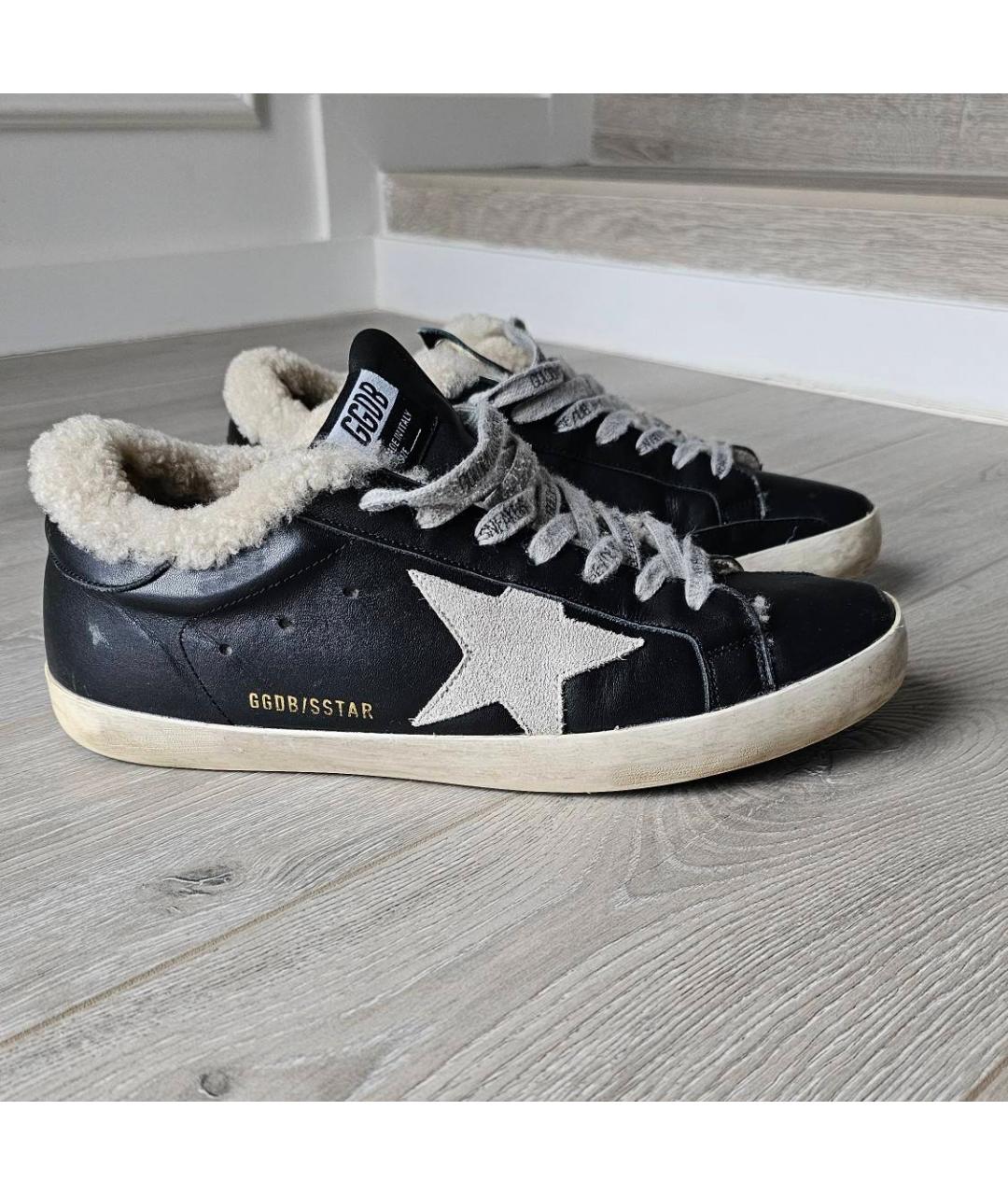 GOLDEN GOOSE DELUXE BRAND Черные кожаные низкие кроссовки / кеды, фото 8