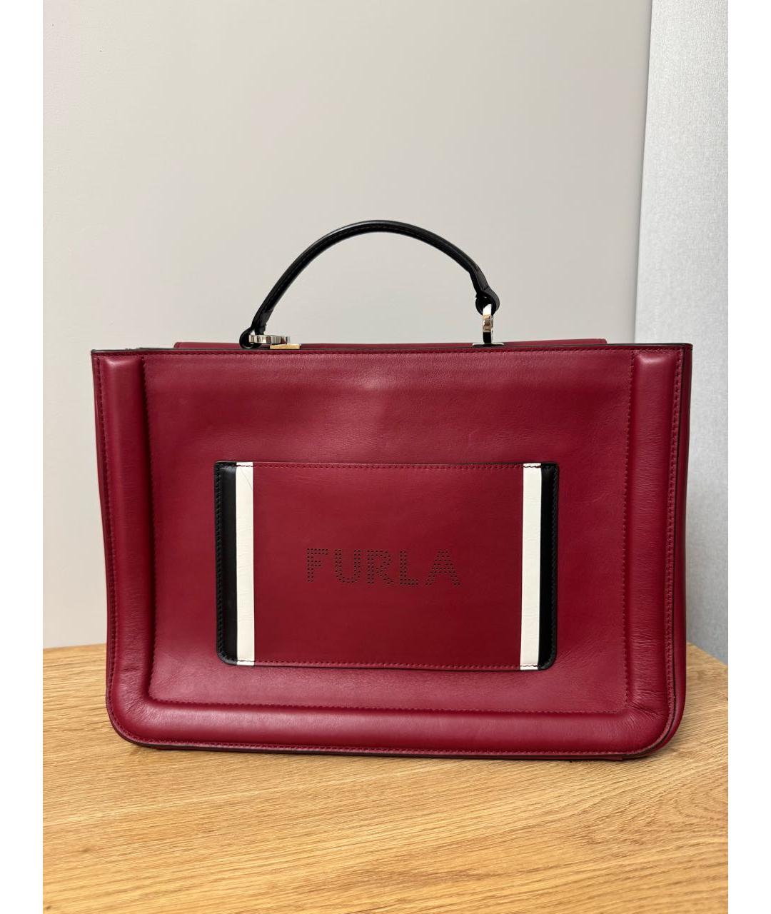 FURLA Бордовая сумка тоут из искусственной кожи, фото 5