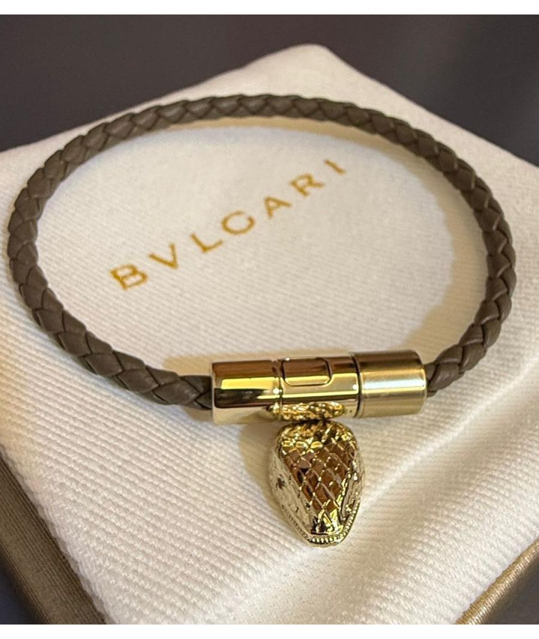 BVLGARI Коричневый кожаный браслет, фото 2