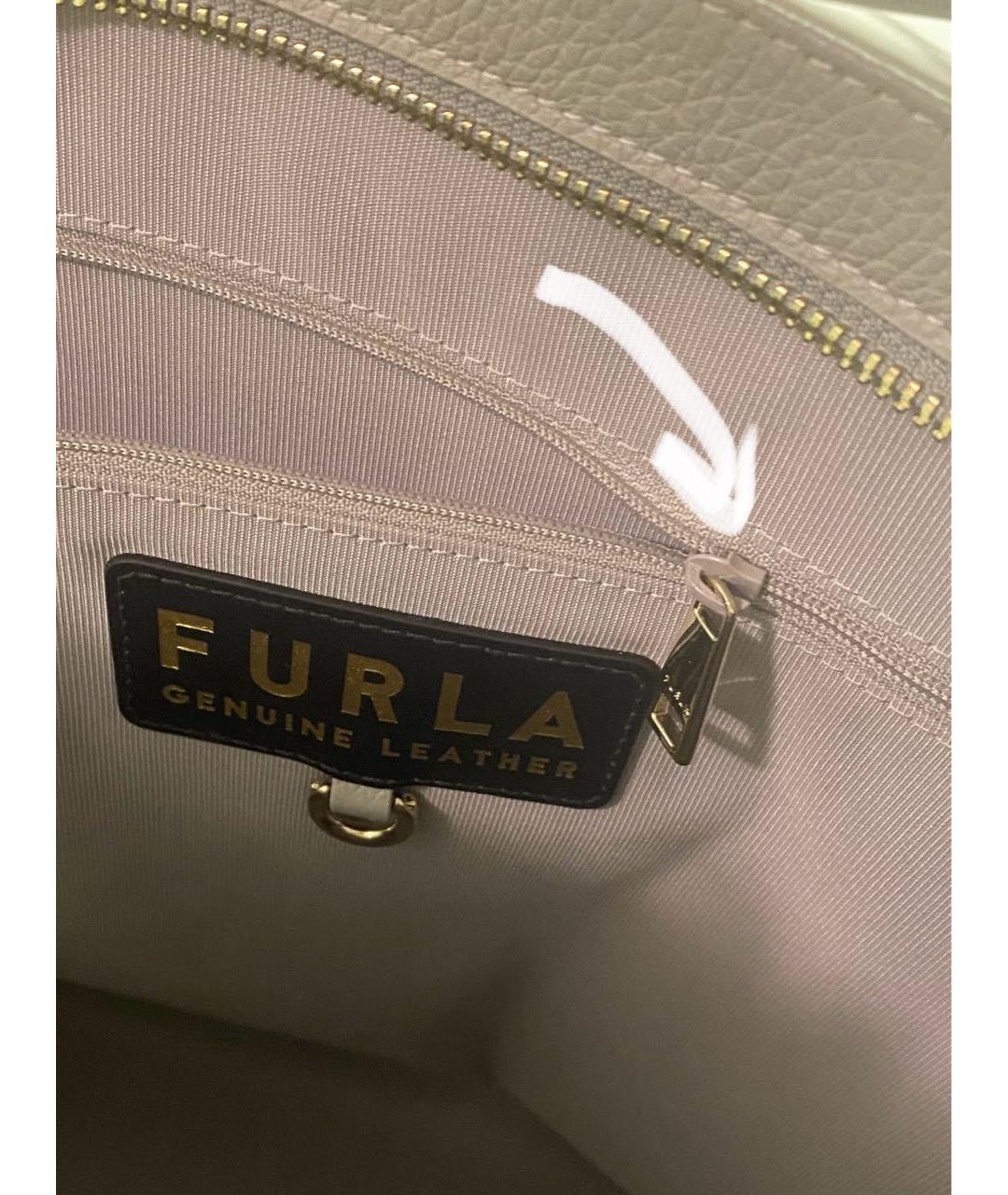 FURLA Серая кожаная сумка тоут, фото 6