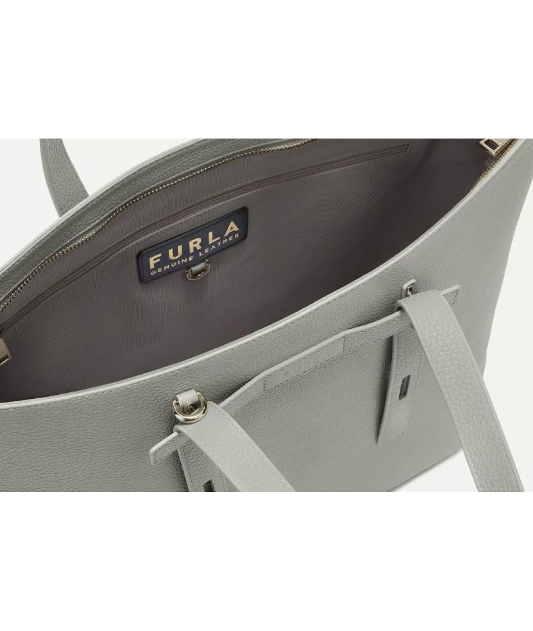 FURLA Серая кожаная сумка тоут, фото 5