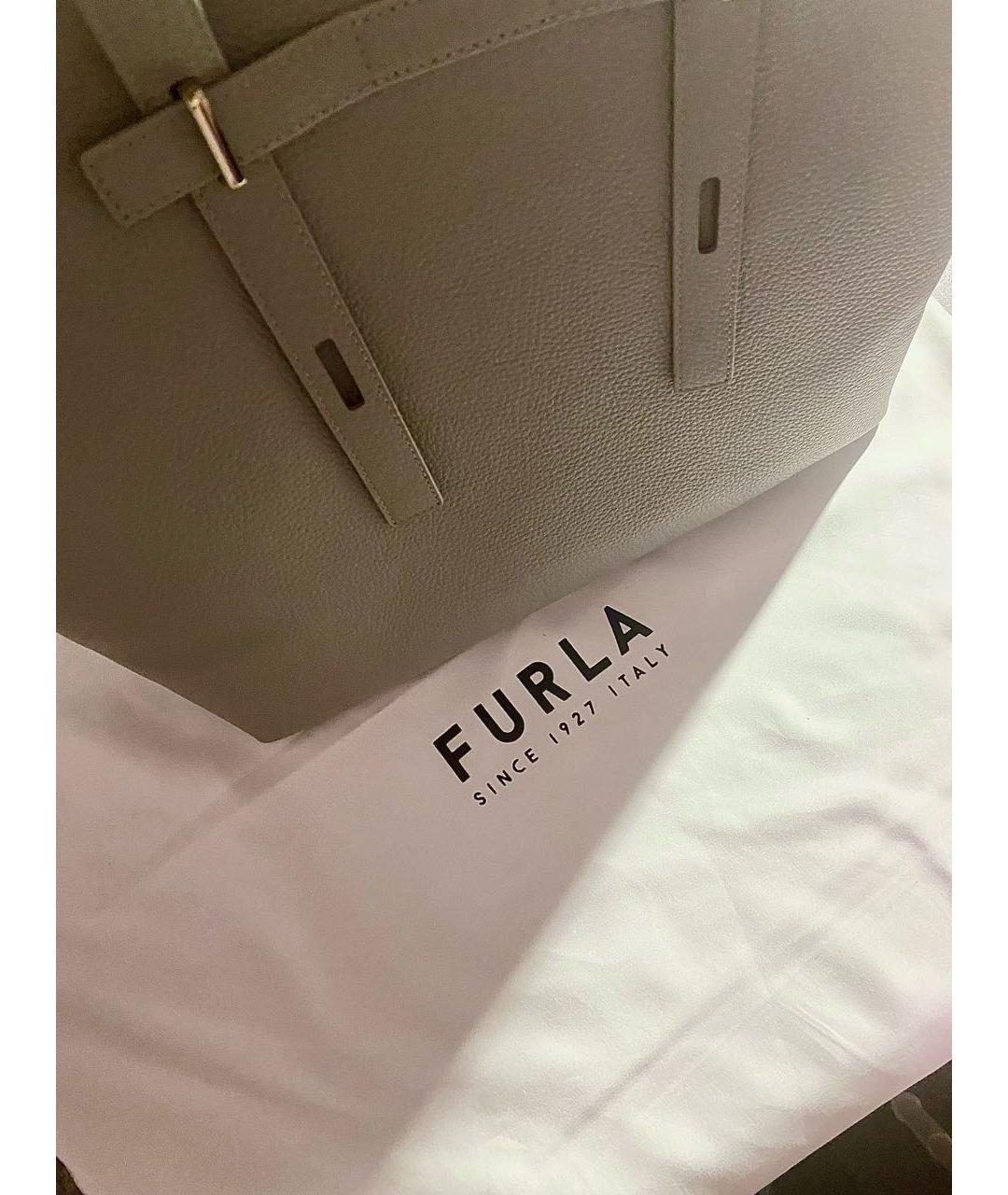 FURLA Серая кожаная сумка тоут, фото 8