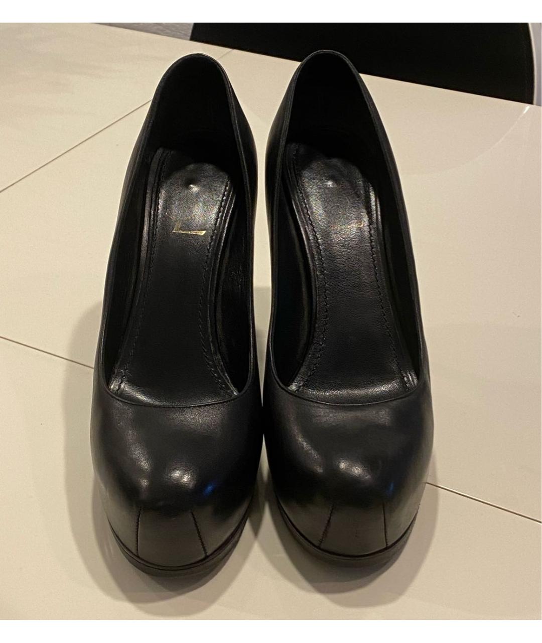 SAINT LAURENT Черные кожаные туфли, фото 2