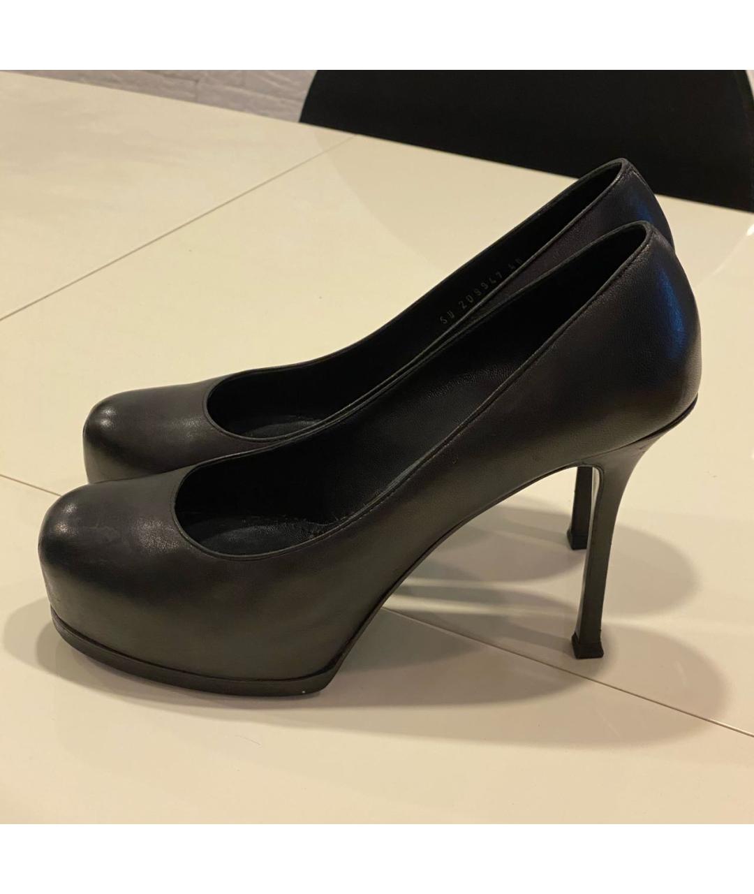 SAINT LAURENT Черные кожаные туфли, фото 6