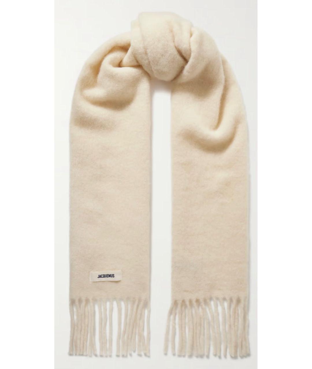 JACQUEMUS Бежевый шерстяной шарф, фото 9