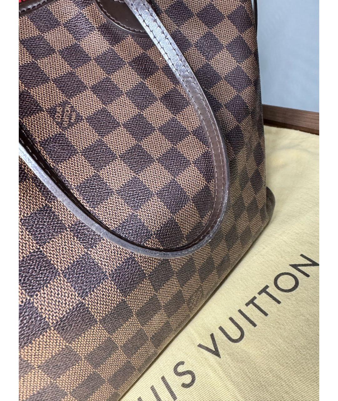 LOUIS VUITTON Коричневая кожаная сумка тоут, фото 8