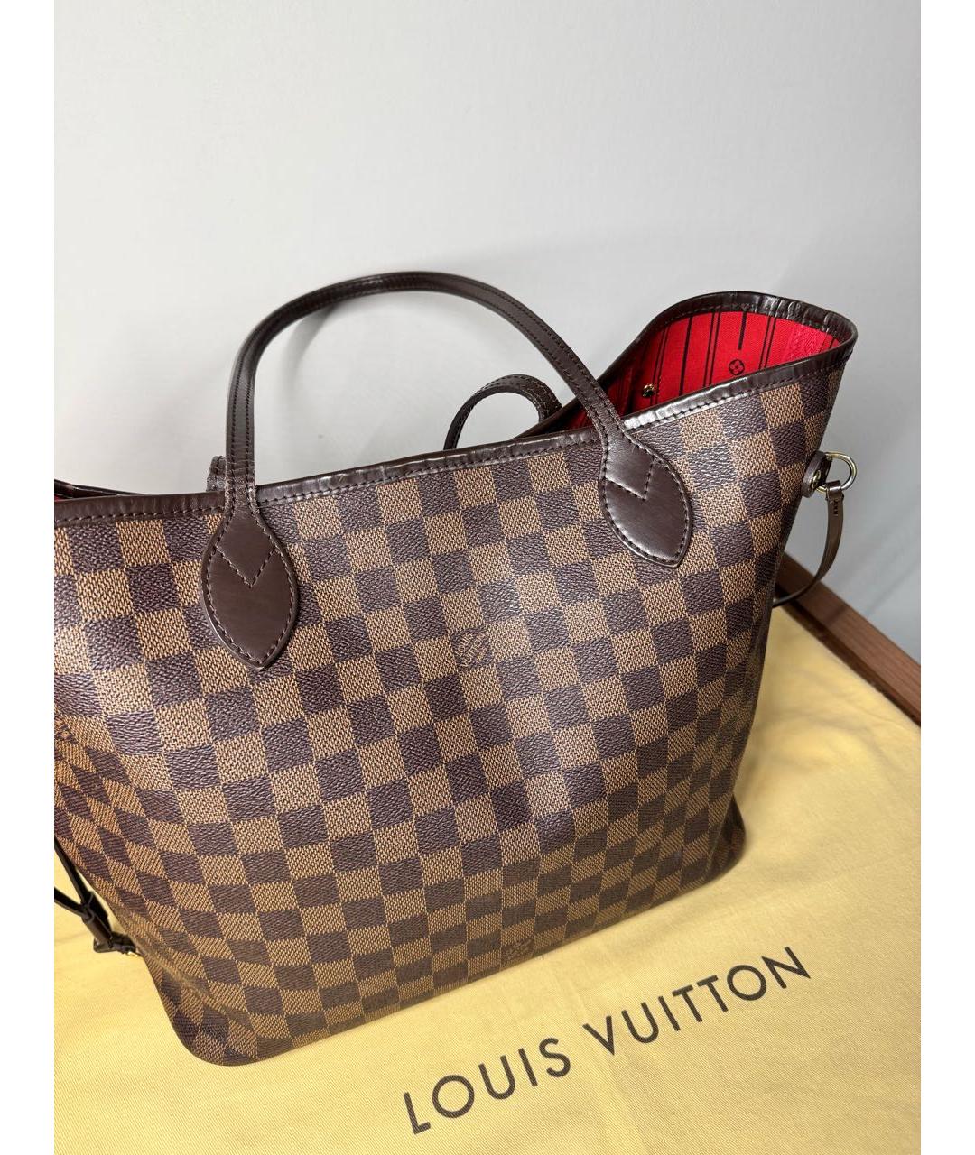 LOUIS VUITTON Коричневая кожаная сумка тоут, фото 2